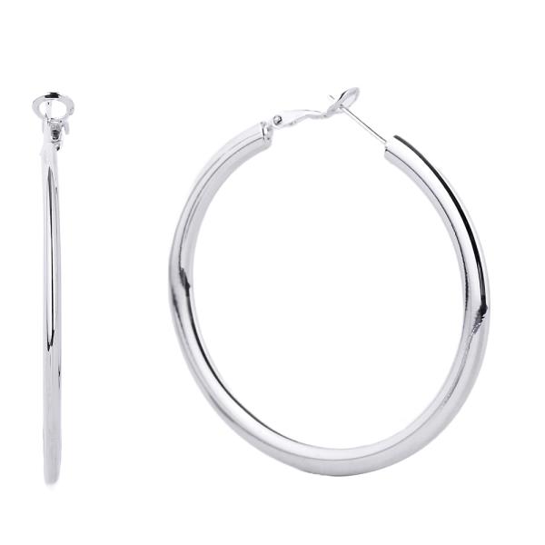 14K GOLD/WHITE GOLD DIPPED OMEGA CLOSURE HOOP EARRING