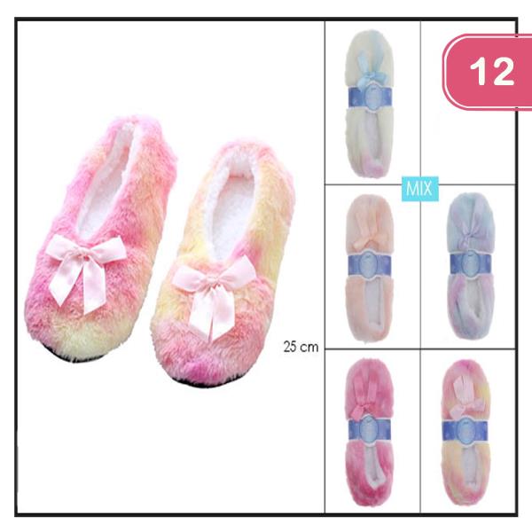 FASHION PASTEL RAINBOW FUZZY SLIPPER(12UNITS)