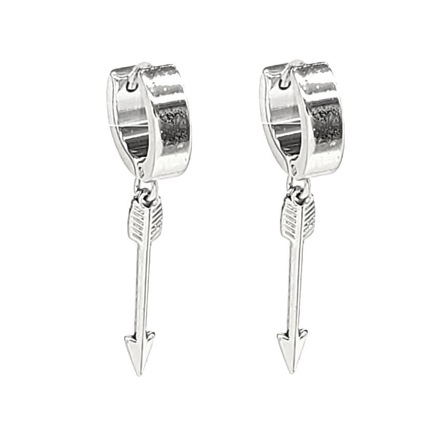 Stainless Steel Arrow Charm Huggie Earrings