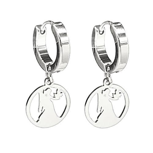 Stainless Steel Angel Charm Huggie Earrings