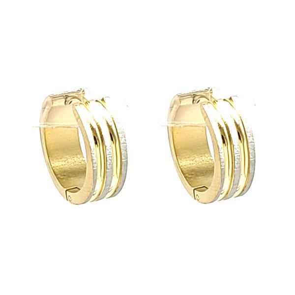 Stainless Steel Double Line Cut Satin Large Huggie Earrings