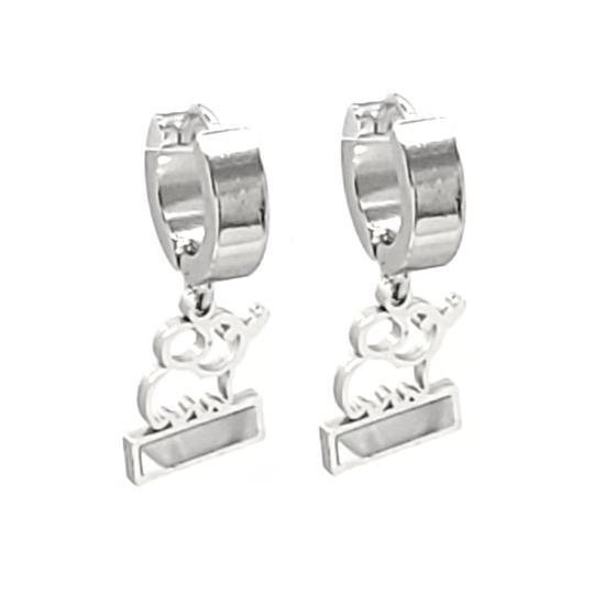 Stainless Steel Elephant Charm Huggie Earrings