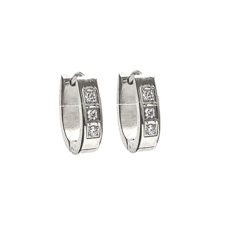 Stainless Steel U Shaped Cubic Huggie Earrings