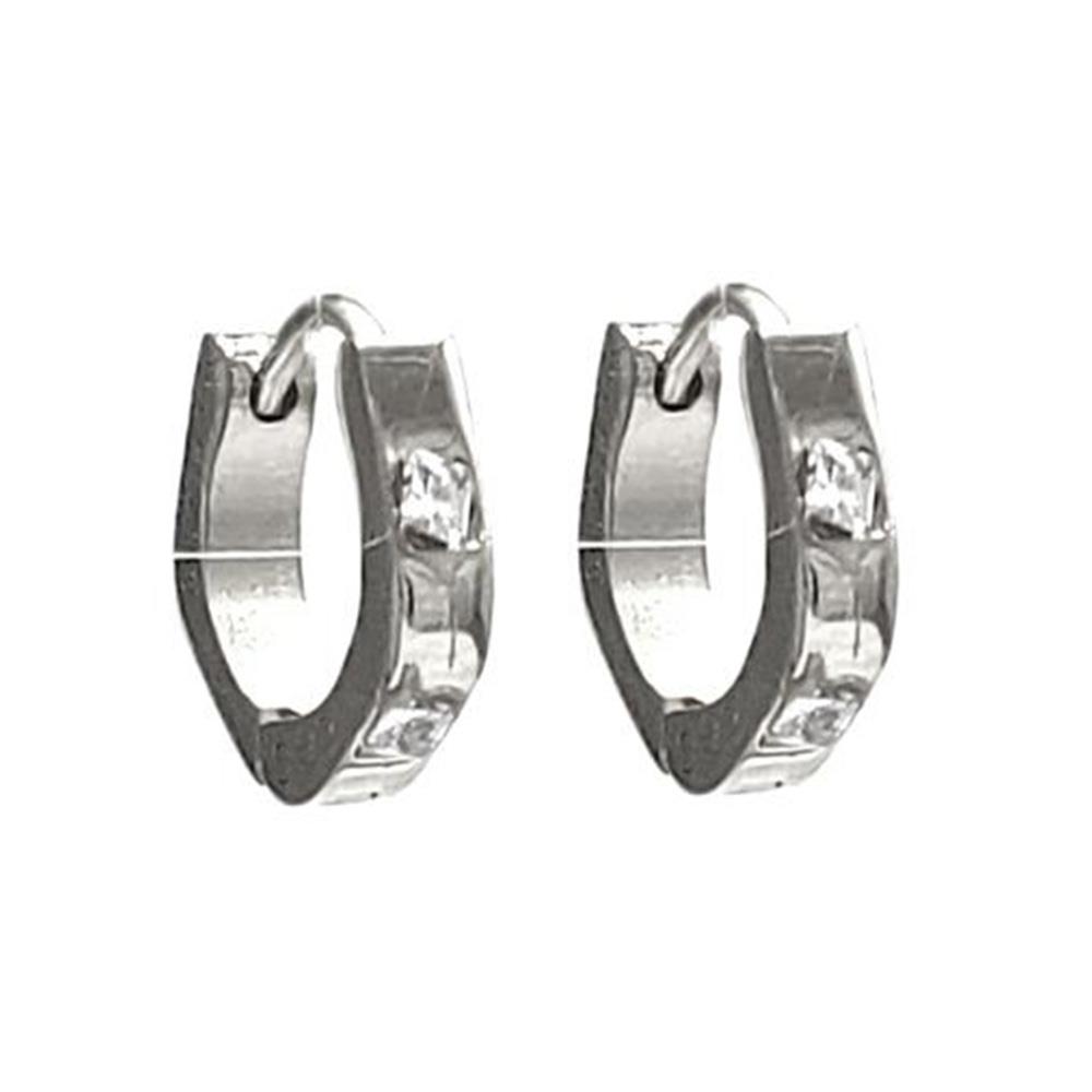 Stainless Steel Four Sided Cubic Huggie Earrings