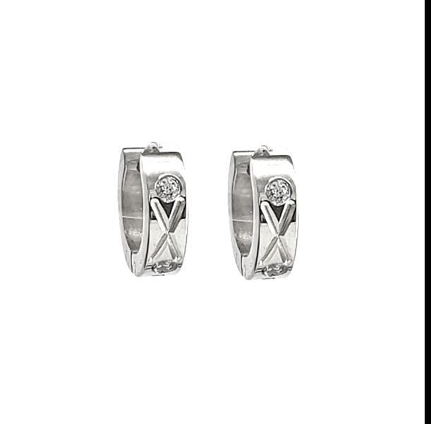 Stainless Steel X Rhinestones Huggie Earrings