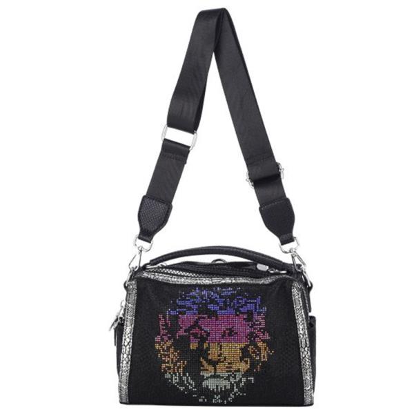 2IN1 RHINESTONE LION THEME SHOULDER HAND BACKPACK BAG W RECYCLABLE TOTE BAG