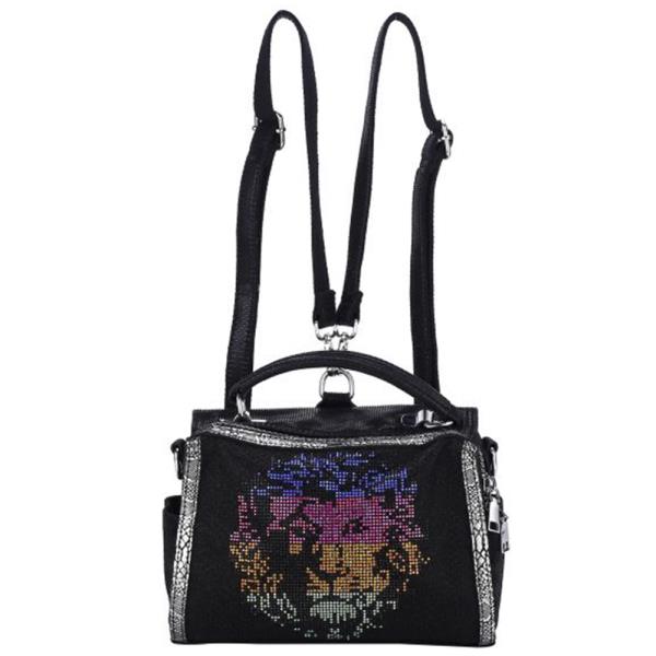 2IN1 RHINESTONE LION THEME SHOULDER HAND BACKPACK BAG W RECYCLABLE TOTE BAG