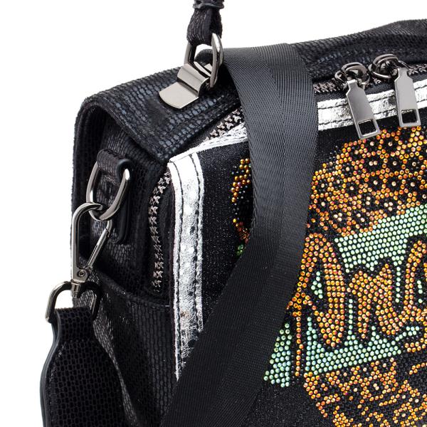 2IN1 RHINESTONE LEOPARD ANGEL THEME SHOULDER HAND BACKPACK BAG W RECYCLABLE TOTE BAG