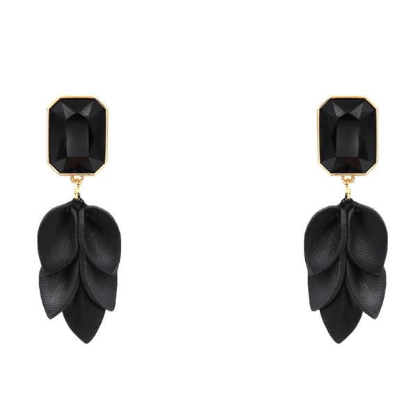 STONE LEAF PATTERN DANGLE EARRING
