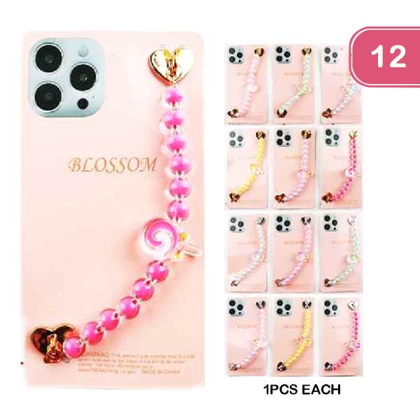 FASHION BEADED PHONE HANDEL (12UNITS)