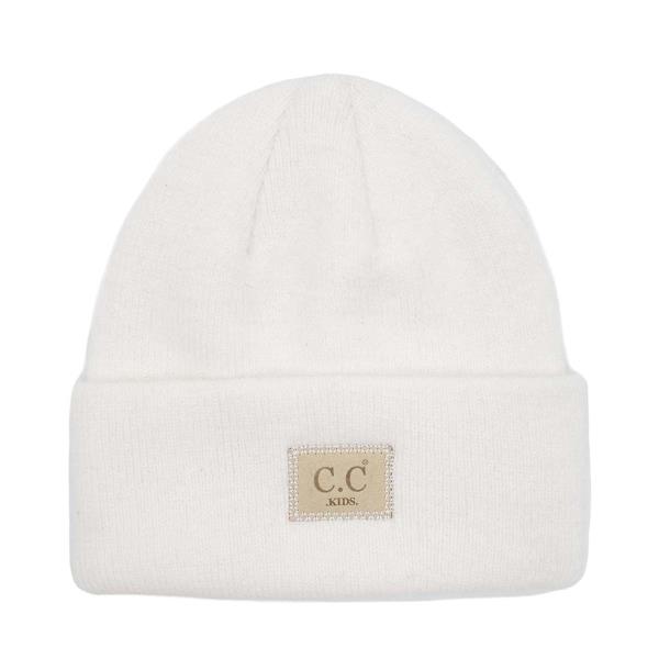 CC SUEDE PATCH KIDS BEANIE HAT