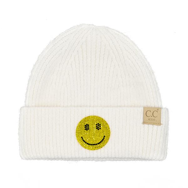 CC SMILE FACE RHINESTONE BEANIE