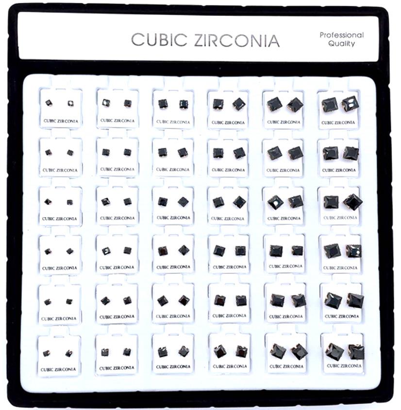 FASHION CUBIC ZIRCONIA STUD EARRING(12UNITS)