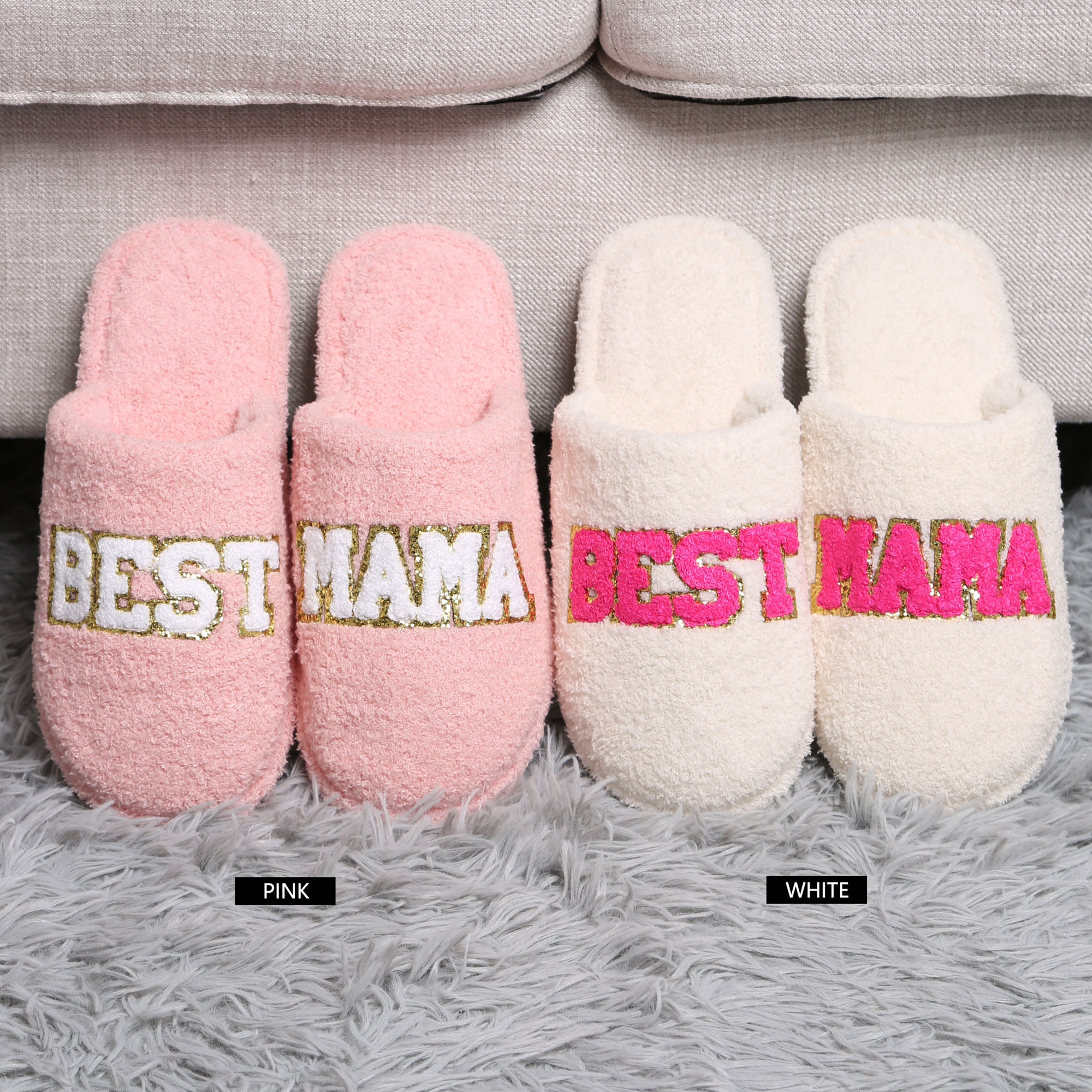 SEQUINED BEST MAMA SLIPPER - SM SIZE