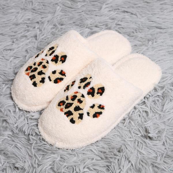 LEOPARD PAW EMBROIDERED SLIPPER