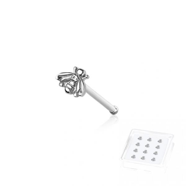 12PCS OF 925 STERLING SILVER NOSE BONE STUD WITH BEE TOP