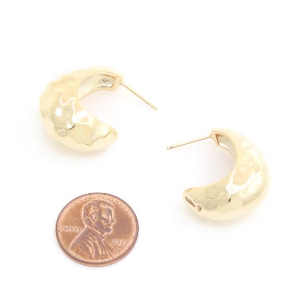 14K GOLD DIPPED HAMMERED METAL HYPOALLERGENIC EARRING