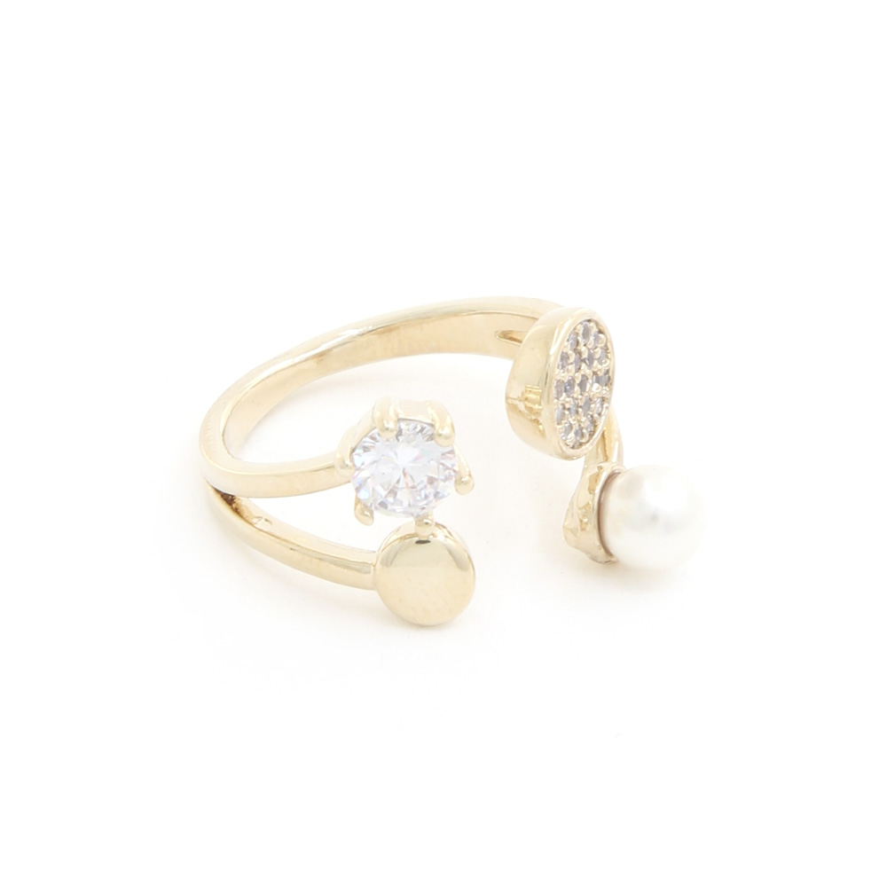 SODAJO PEARL RHNESTONE ADJUSTABLE GOLD DIPPED RING