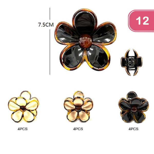 FLOWER JAW HAIR CLIP (12UNITS)