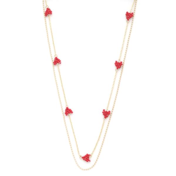 HEART SEED BEAD STATION LAYERED NECKLACE