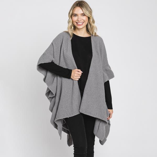 FASHION EDGE WAVY KNIT CAPE