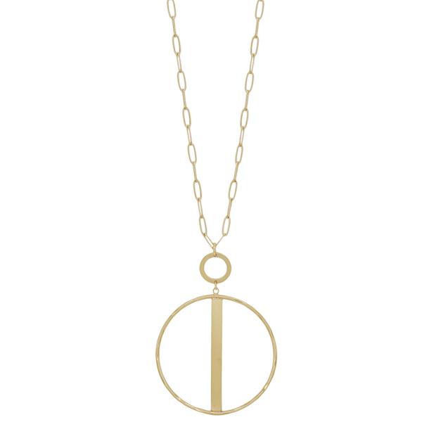 DOUBLE ROUND PENDANT WITH SATIN BAR NECKLACE