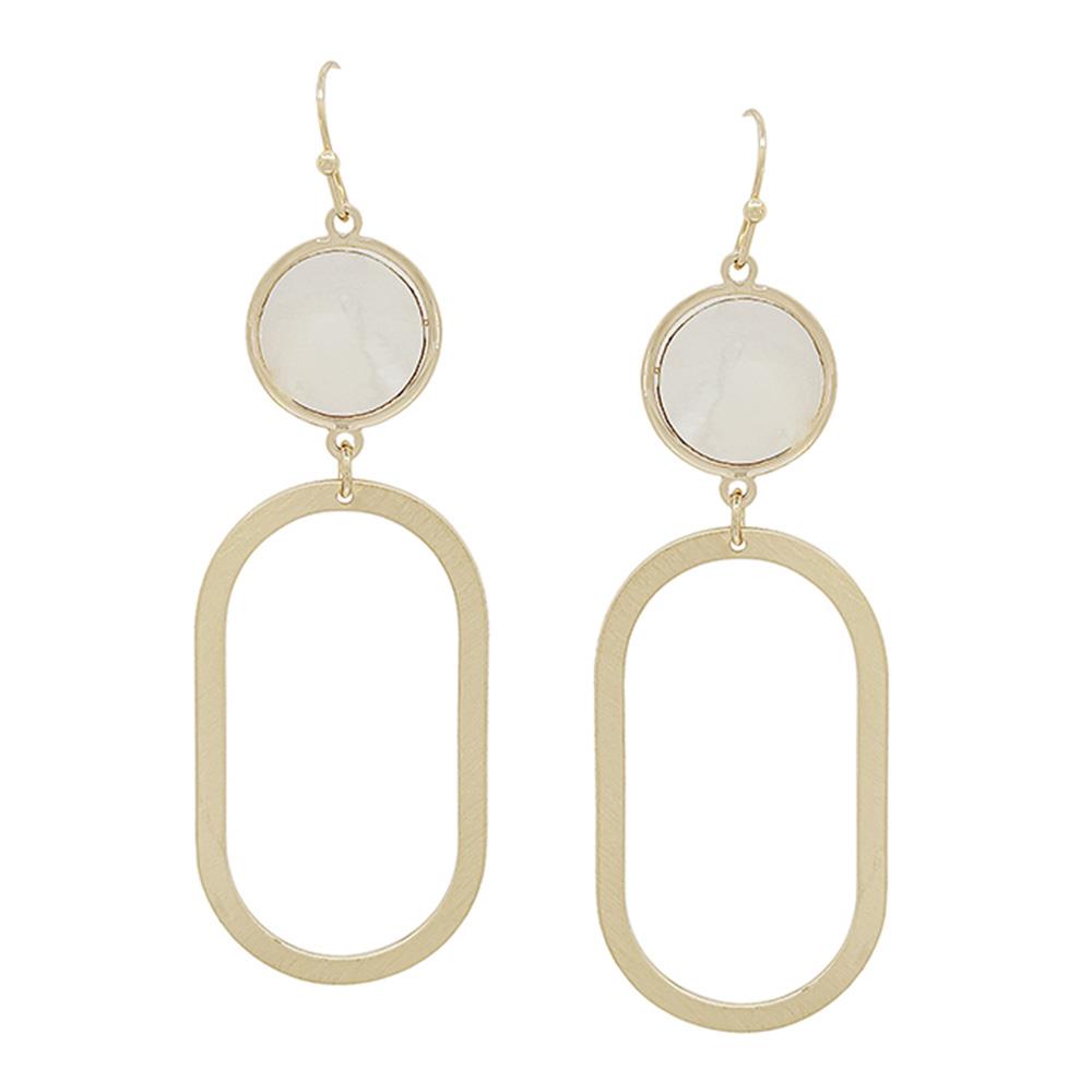 ROUND MOP WITH OVAL CASTING DROP EARRING