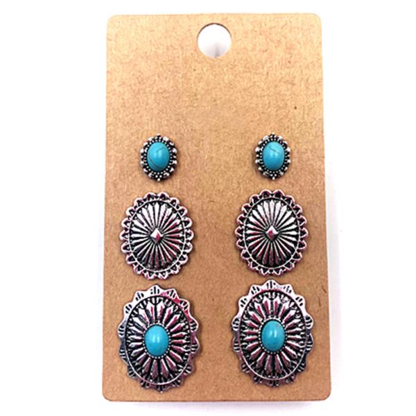 WESTERN CONCHO ASSORTED EARRING SET