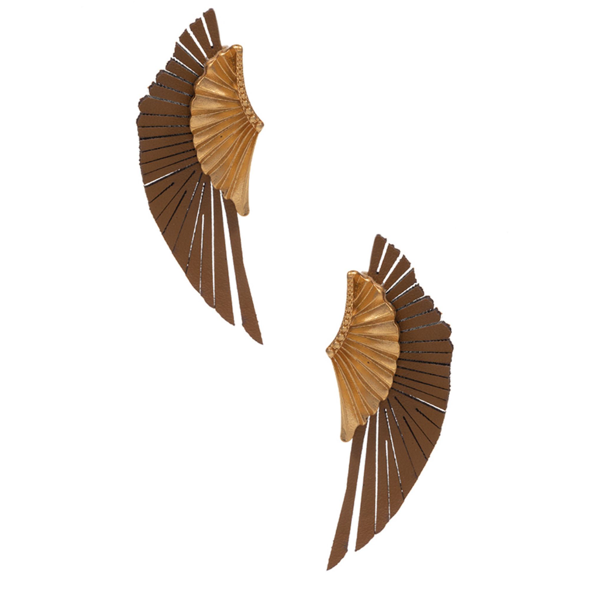 WING SHAPED PU LEATHER POST EARRING