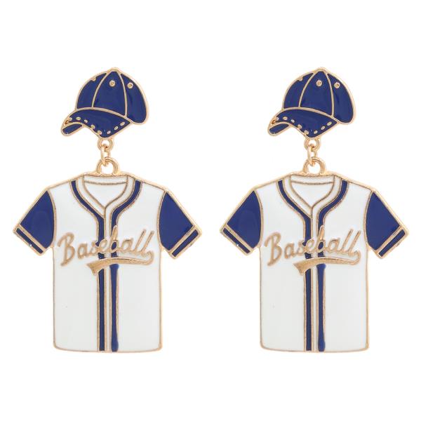 BASEBALL UNIFORM SHAPED ENAMEL POST EARRING