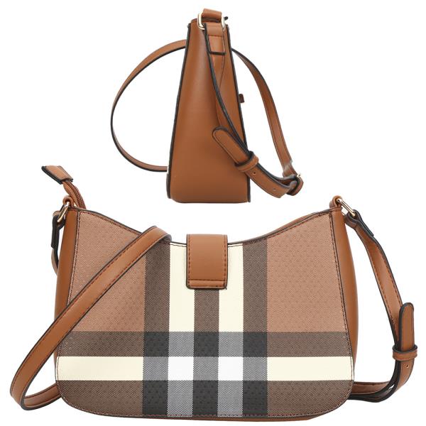 2IN1 FASHION PLAID DESIGN CURVED CROSSBODY BAG WITH WALLET SET