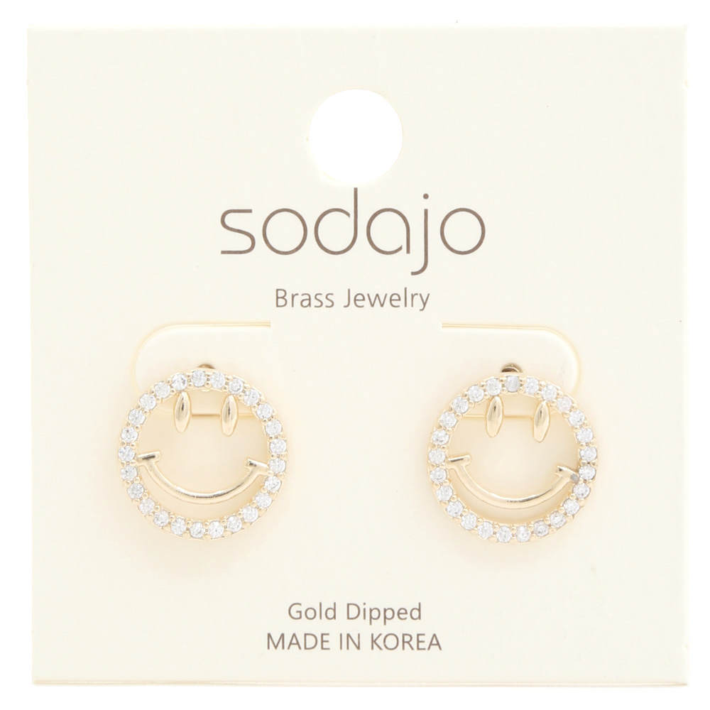 SODAJO HAPPY FACE GOLD DIPPED EARRING