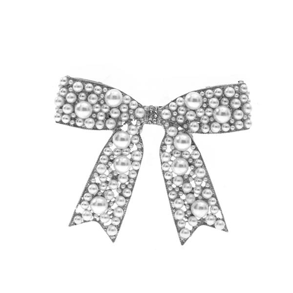 METAL PEARL BOW BARRETTE