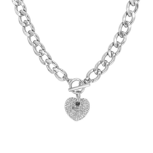 PUFFY HEART TOGGLE NECKLACE