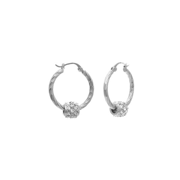 WAVE CUT BEAD HOOP EARRING