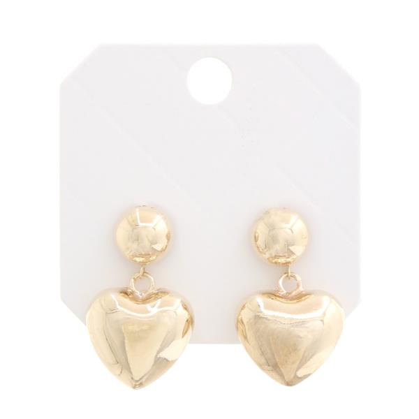 PUFFY HEART DANGLE EARRING