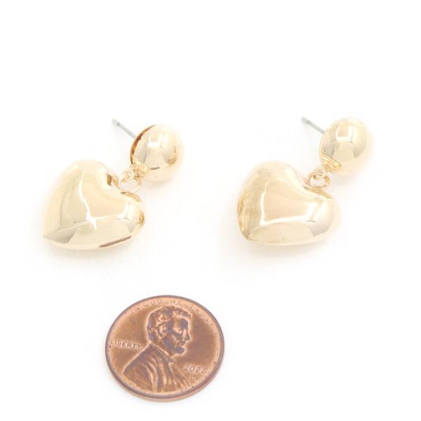 PUFFY HEART DANGLE EARRING