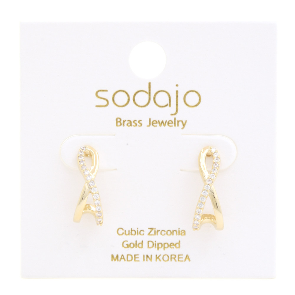 SODAJO CZ TWISTED GOLD DIPPED EARRING