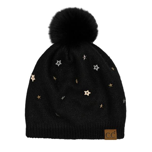 CC STAR STUD POM BEANIE WITH POM