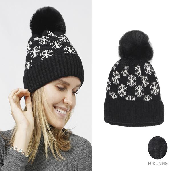 FASHION SNOW FLOWER POM POM BEANIES