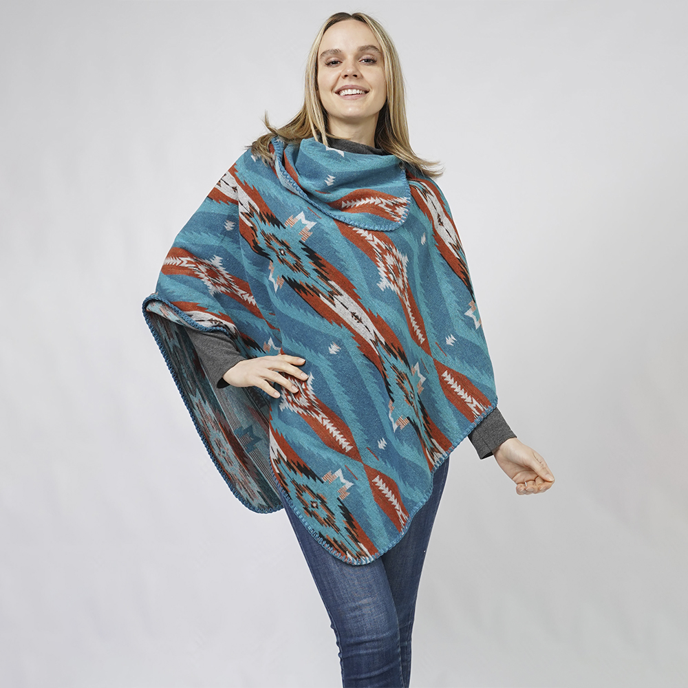 AZTEC PATTERNED PONCHO