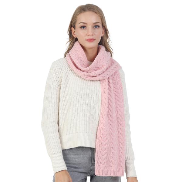 SOLID COLOR CABLE KNITTED SCARF