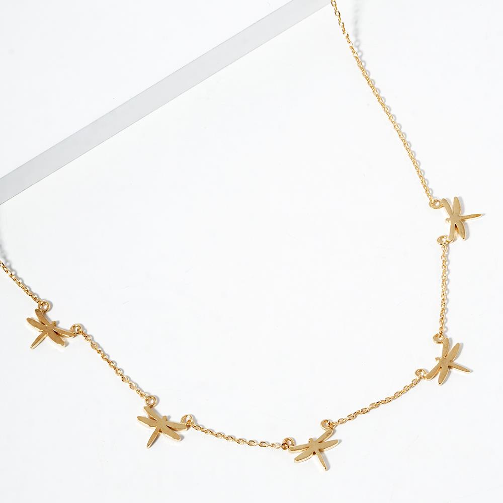 18K GOLD RHODIUM DIPPED DRAGONFLY NECKLACE