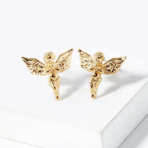 18K GOLD RHODIUM DIPPED BREAD OF ANGELS EARRING