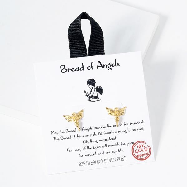 18K GOLD RHODIUM DIPPED BREAD OF ANGELS EARRING