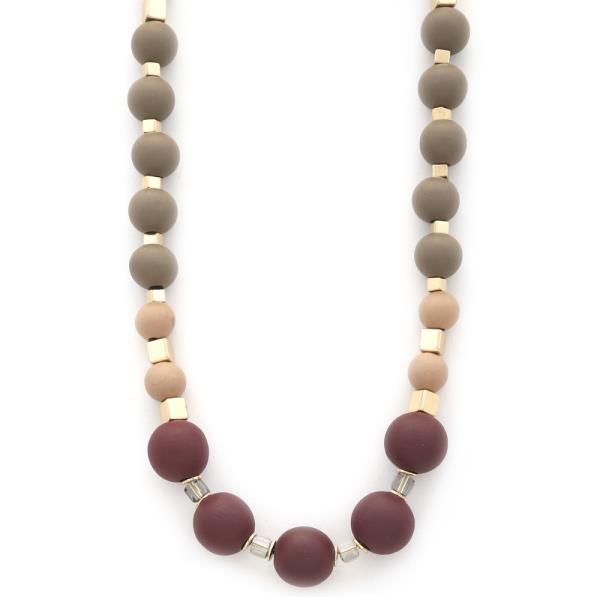 WOOD CUBE BEAD NECKLACE