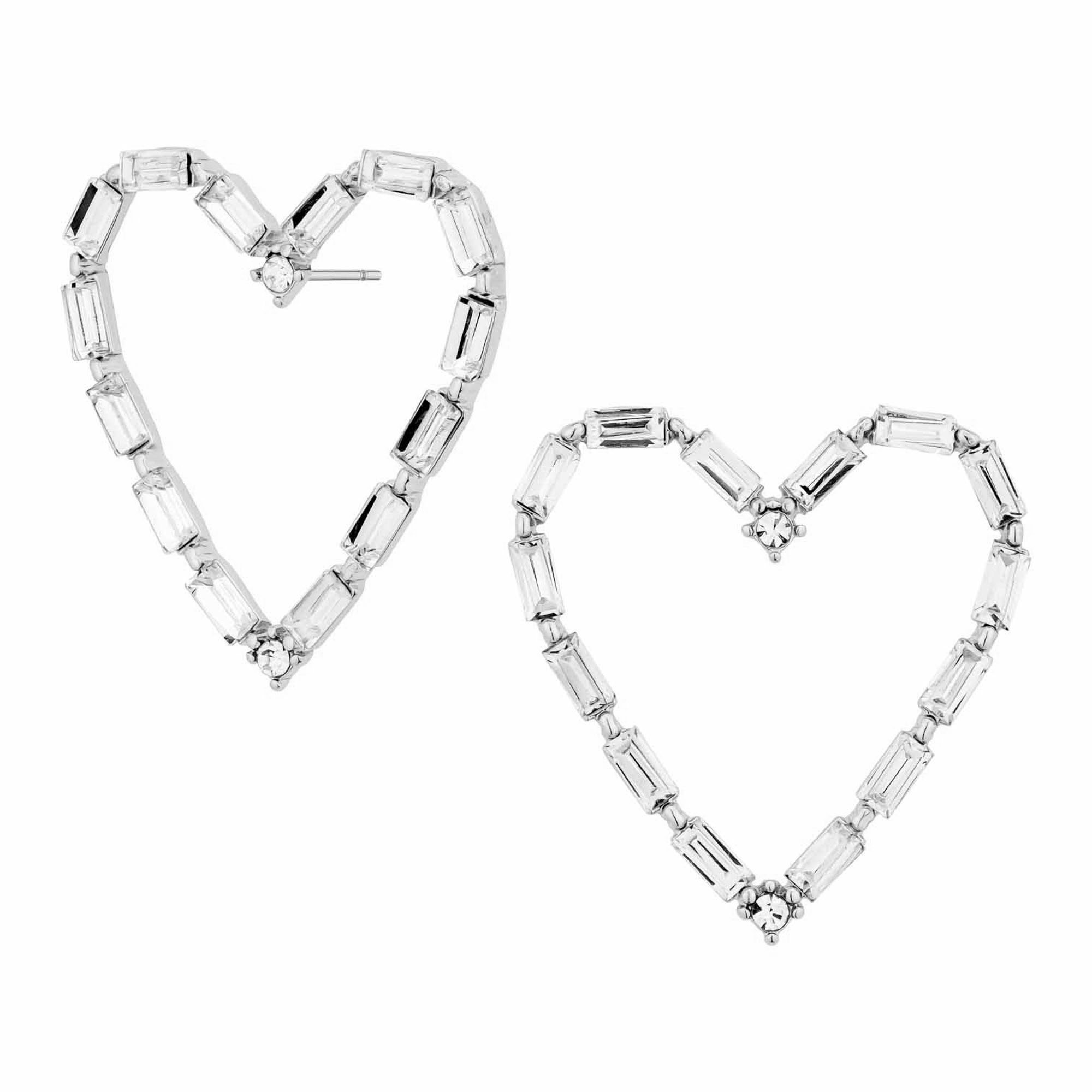 BAGUETTE CRYSTAL HEART POST EARRING