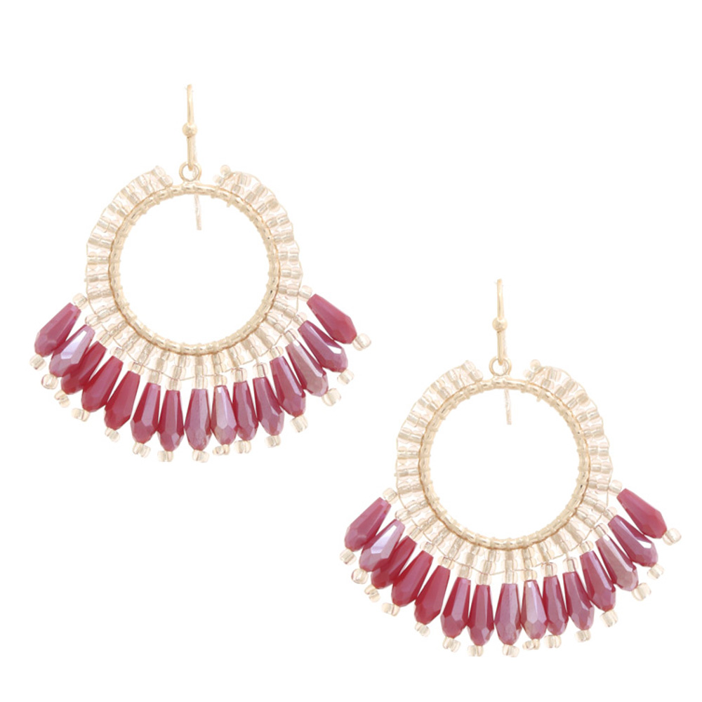 BEADED ROUND DANGLE EARRING