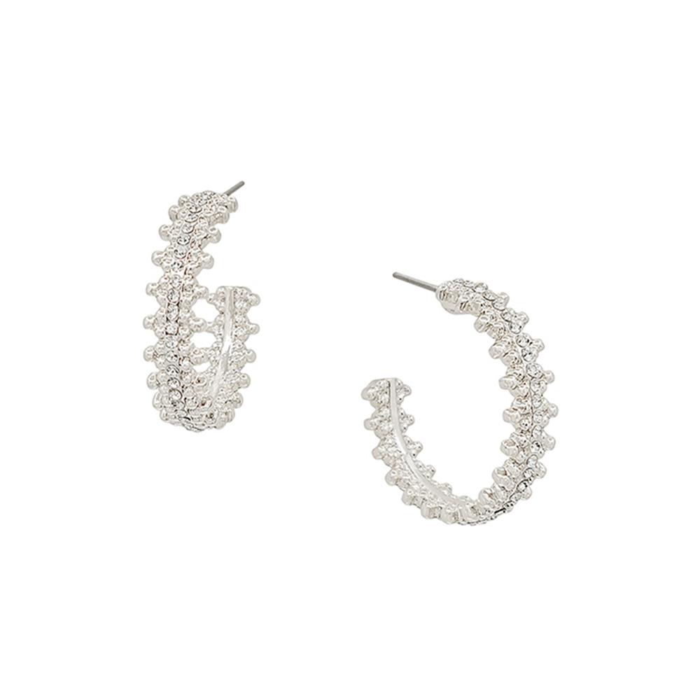 CRYSTAL DOT PATTERN METAL HOOP EARRING