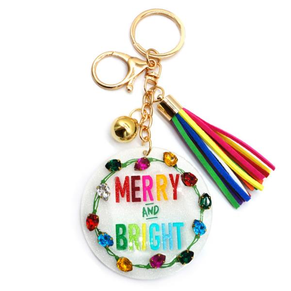 CHRISTMAS "MERRY AND BRIGHT" KEYCHAIN